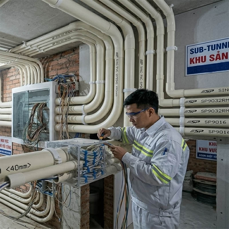 Ống nhựa cứng luồn dây điện Sino SP9050 750N 5 cây/bó