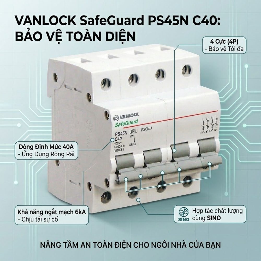 Aptomat MCB 4 Cực PS45N (6A – 63A)