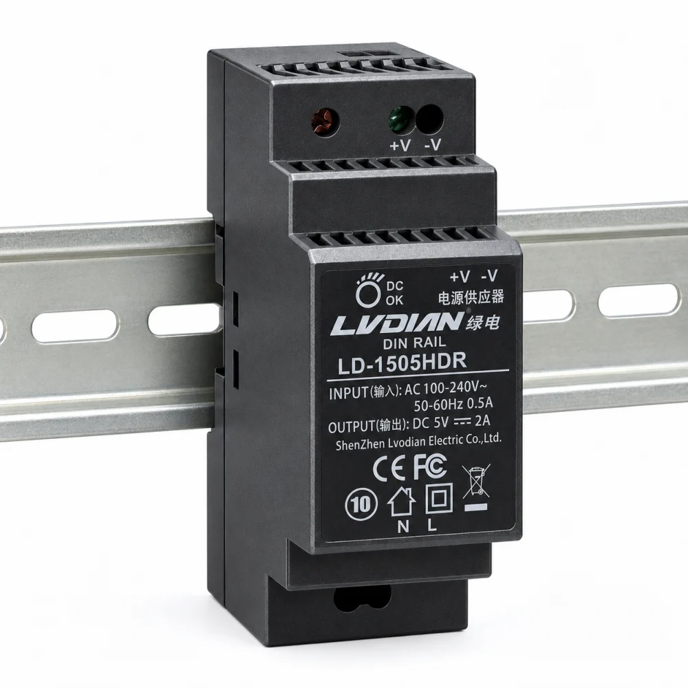 Bộ Nguồn Gắn Thanh Rail HDTEC 5V 2A 10W LD-1505HDR