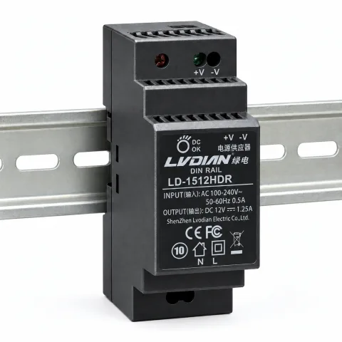 Bộ Nguồn Gắn Thanh Rail HDTEC DC 12V 1,25A 15W LD-1512HDR