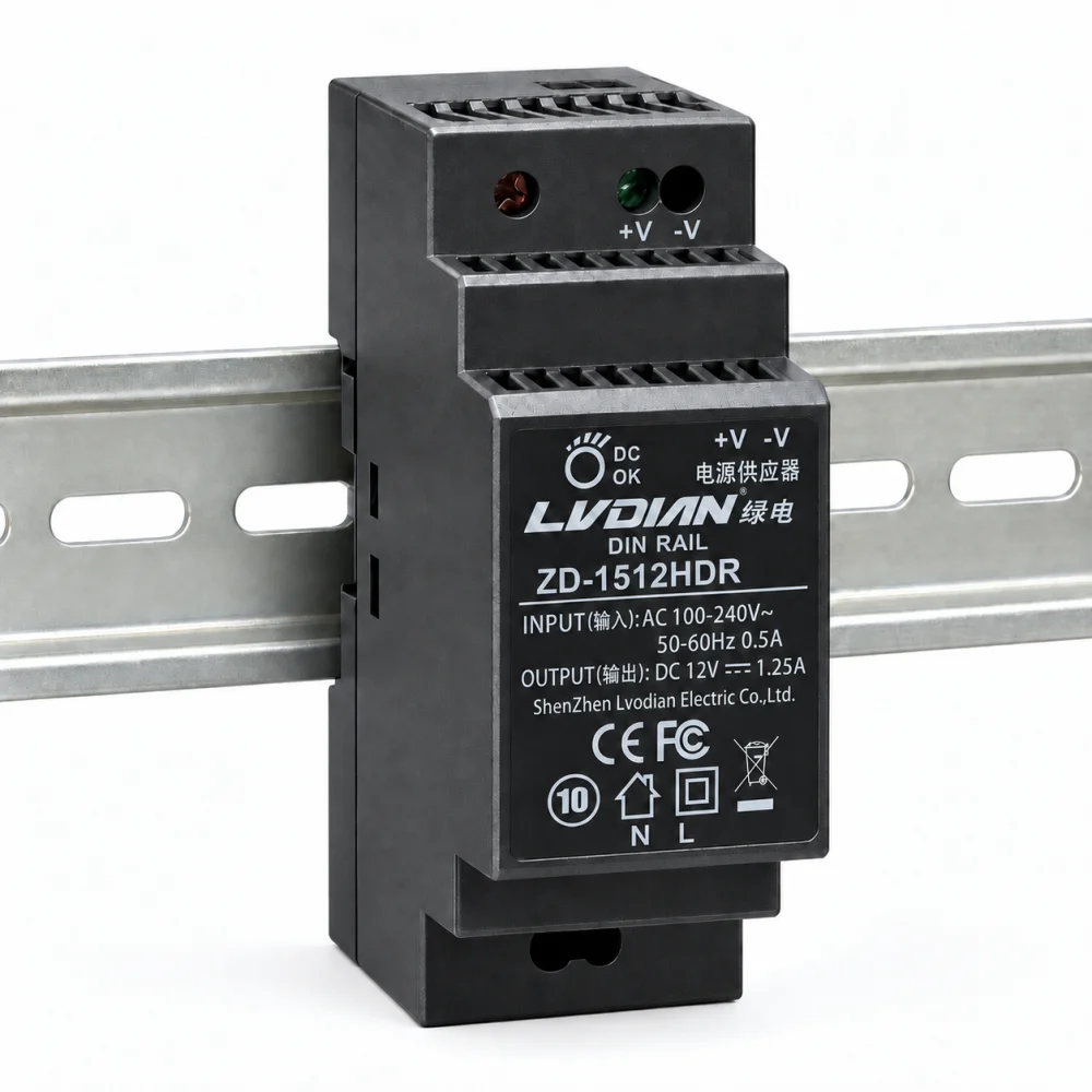 Bộ Nguồn Gắn Thanh Rail HDTEC DC 12V 1,25A 15W ZD-1512HDR