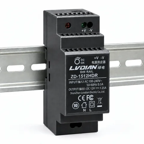 Bộ Nguồn Gắn Thanh Rail HDTEC DC 12V 1,25A 15W ZD-1512HDR