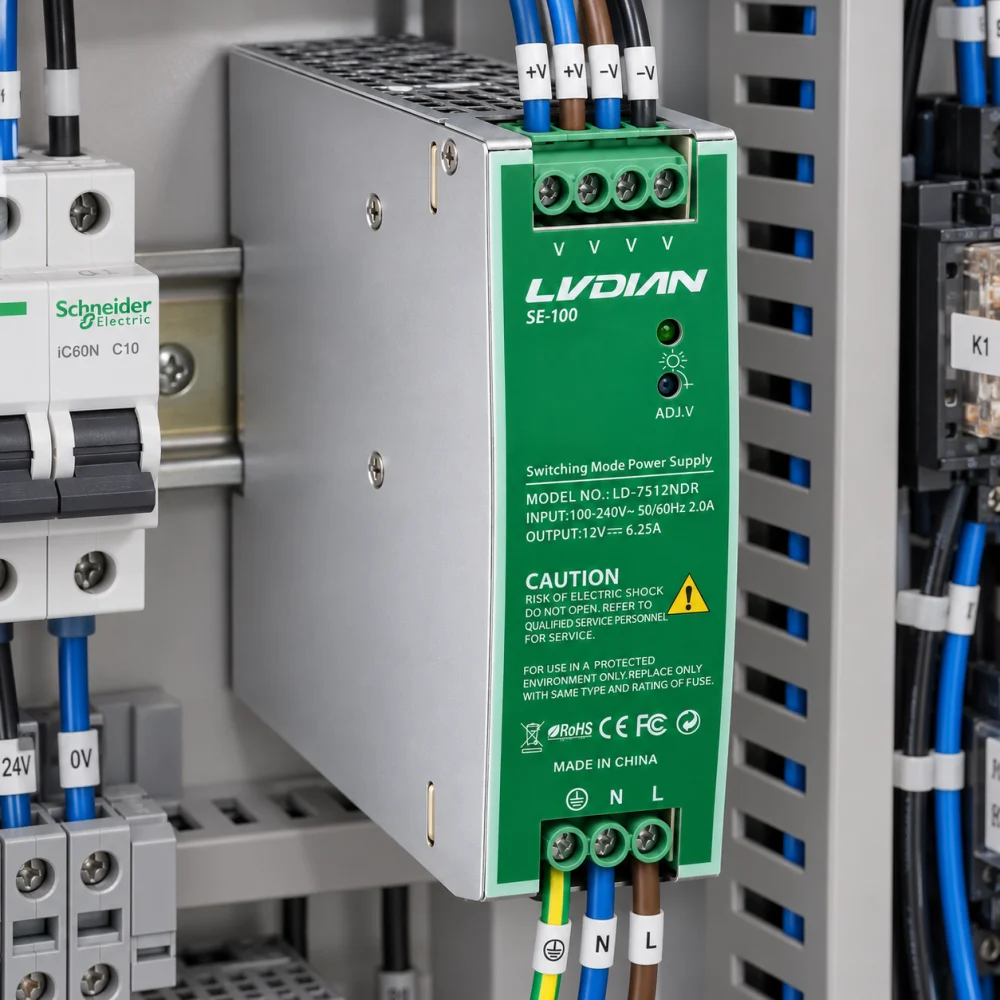 Bộ Nguồn Gắn Thanh Rail HDTEC DC 12V 6,25A 75W LD-7512NDR (ảnh thực tế)
