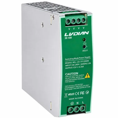 Bộ Nguồn Gắn Thanh Rail HDTEC DC 12V 6,25A 75W LD-7512NDR