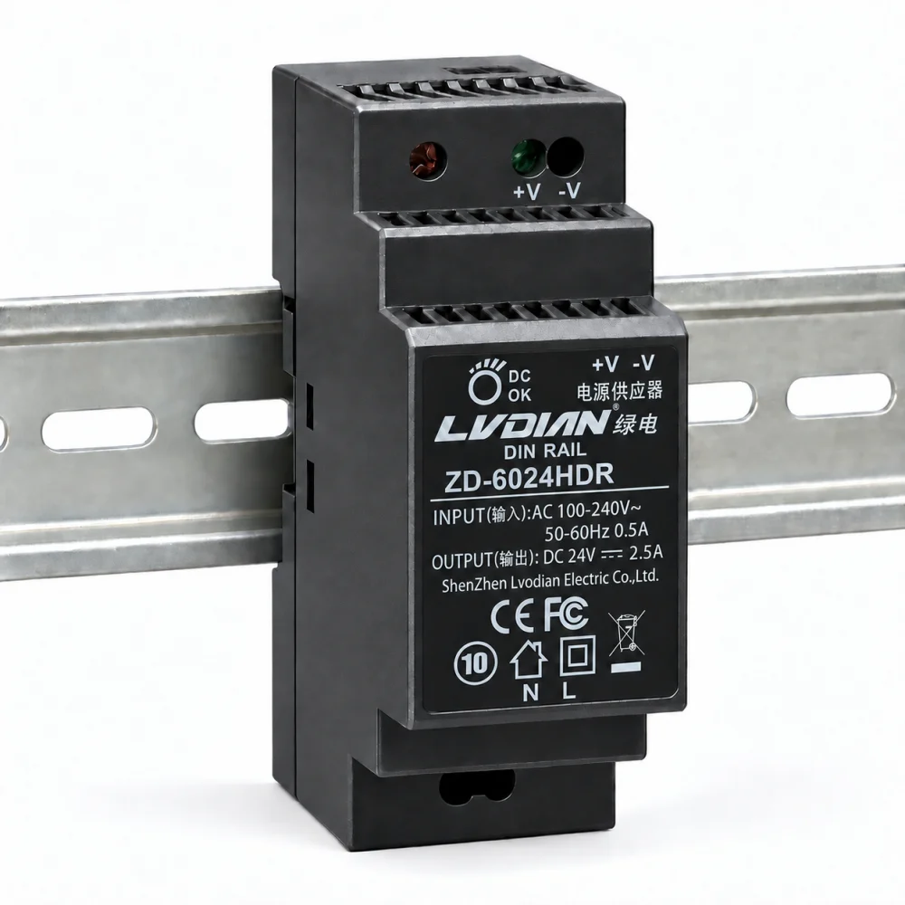 Bộ Nguồn Gắn Thanh Rail HDTEC DC 24V 2,5A 60W ZD-6024HDR