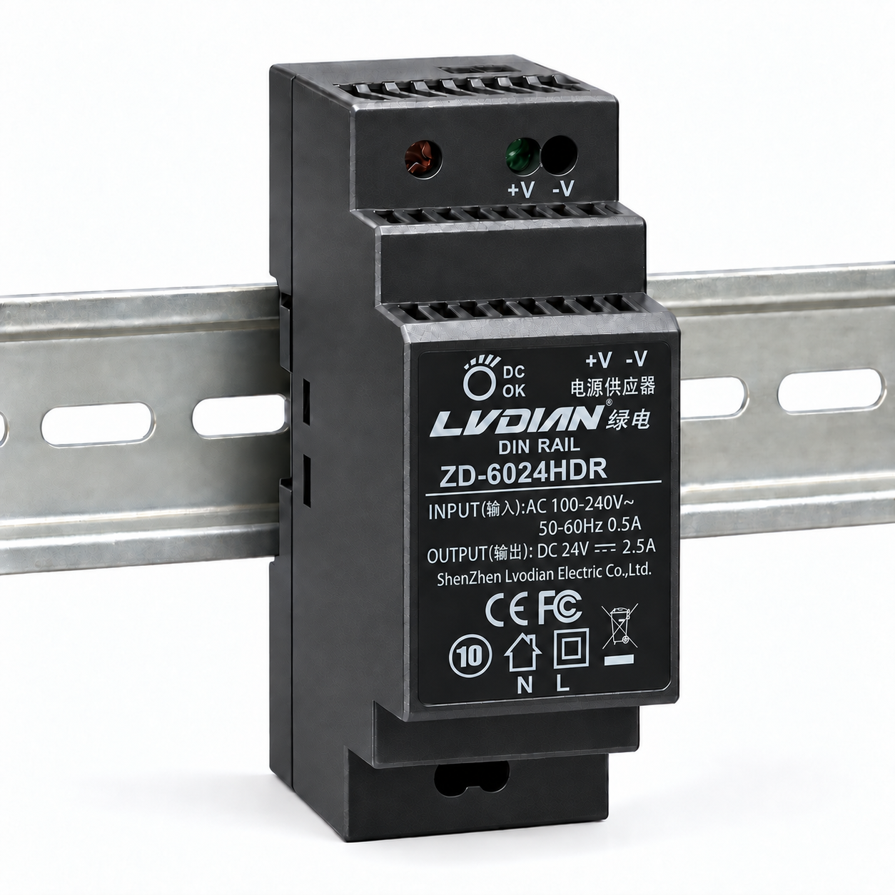 Bộ Nguồn Gắn Thanh Rail HDTEC DC 24V 2,5A 60W ZD-6024HDR