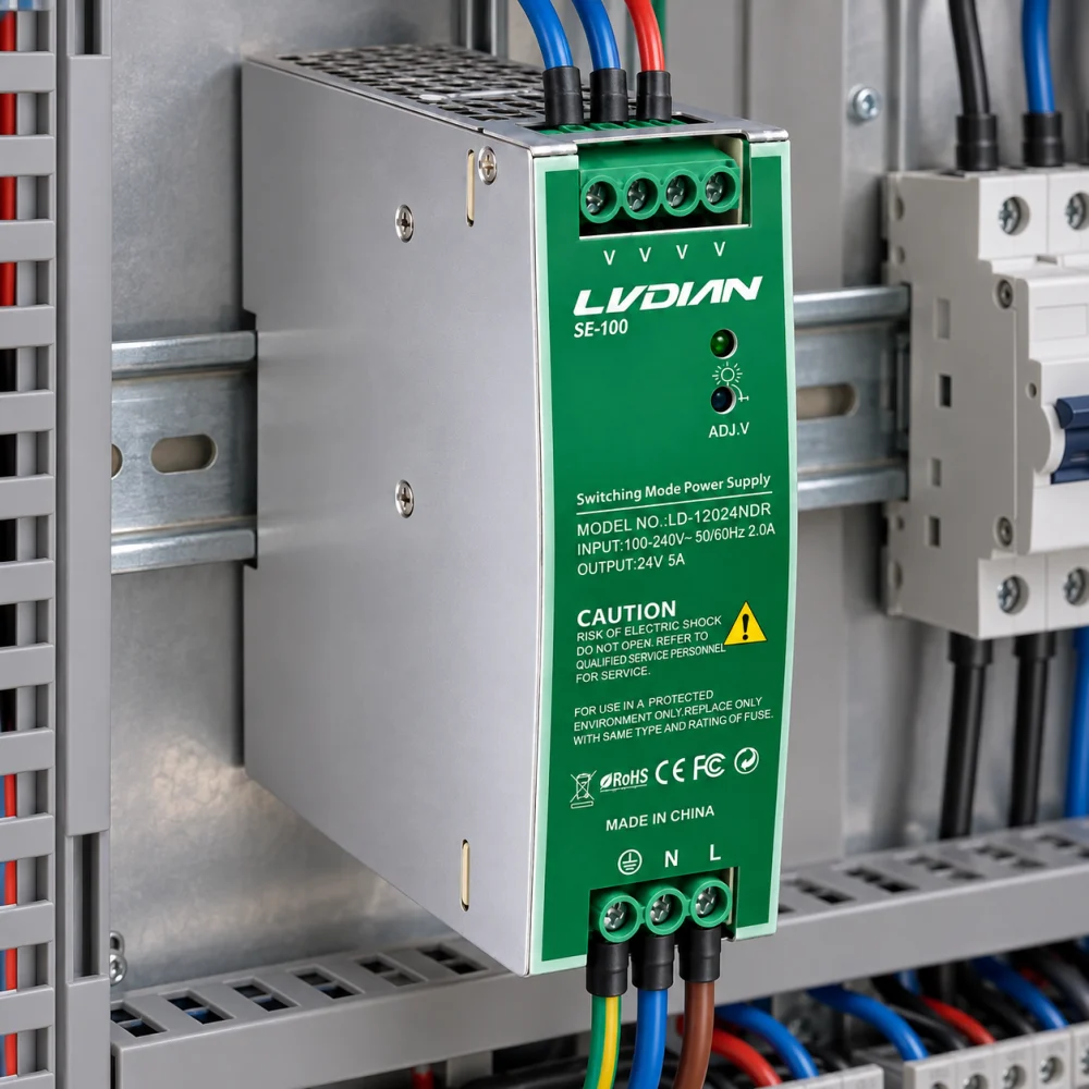 Bộ Nguồn Gắn Thanh Rail HDTEC DC 24V 5A 120W LD-12024NDR (ảnh thức tế)