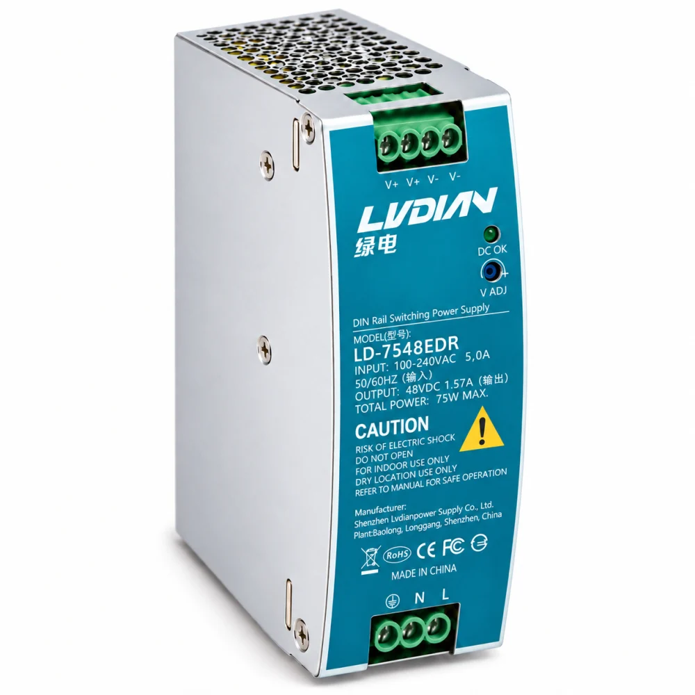 Bộ Nguồn Gắn Thanh Rail HDTEC DC 48V 1,57A 75,36W LD-7548EDR