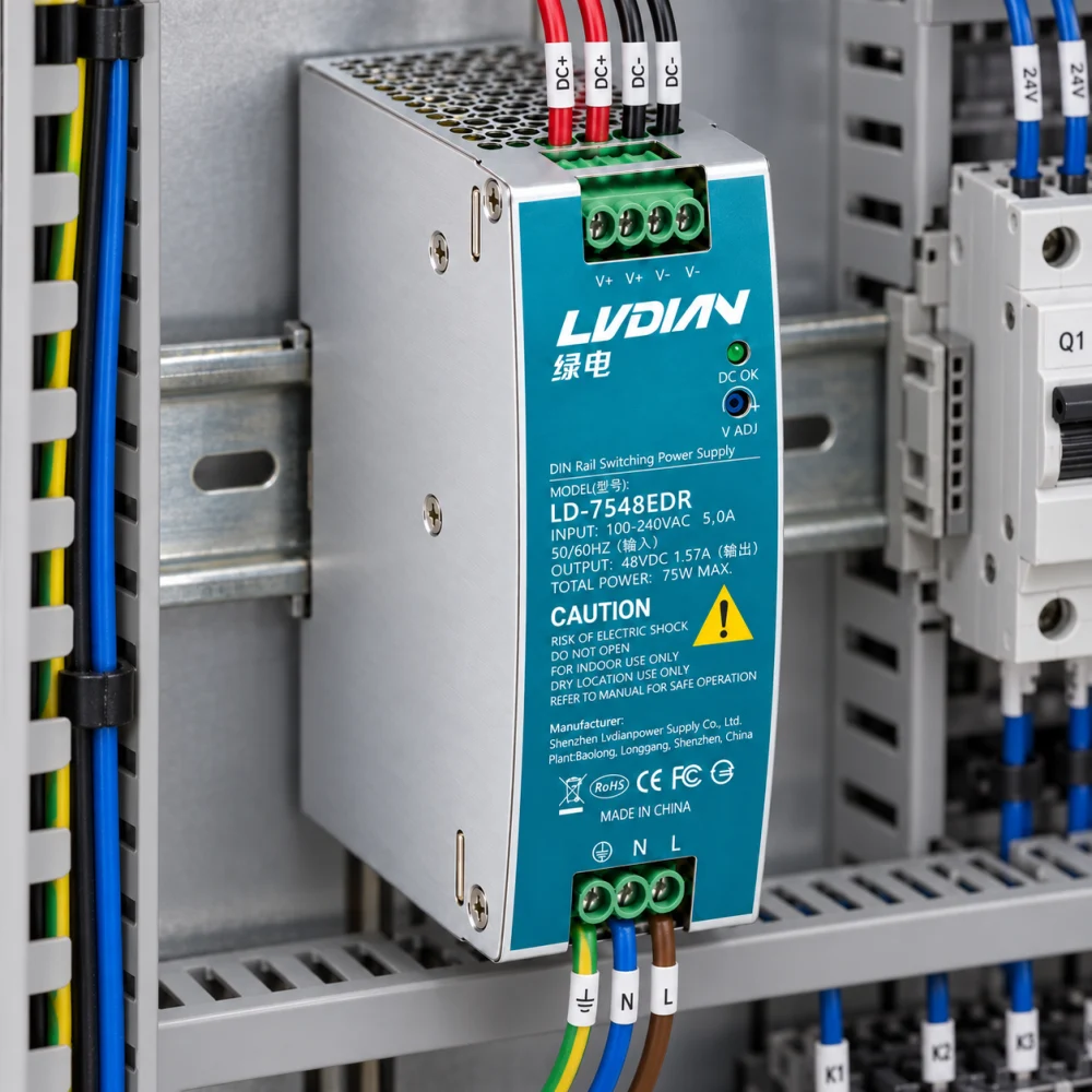 Bộ Nguồn Gắn Thanh Rail HDTEC DC 48V 1,57A 75,36W LD-7548EDR