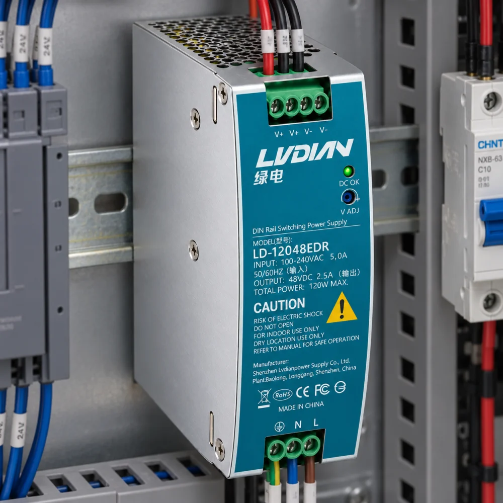 Bộ Nguồn Gắn Thanh Rail HDTEC DC 48V 2,5A 120W LD-12048EDR (ảnh thực tế)