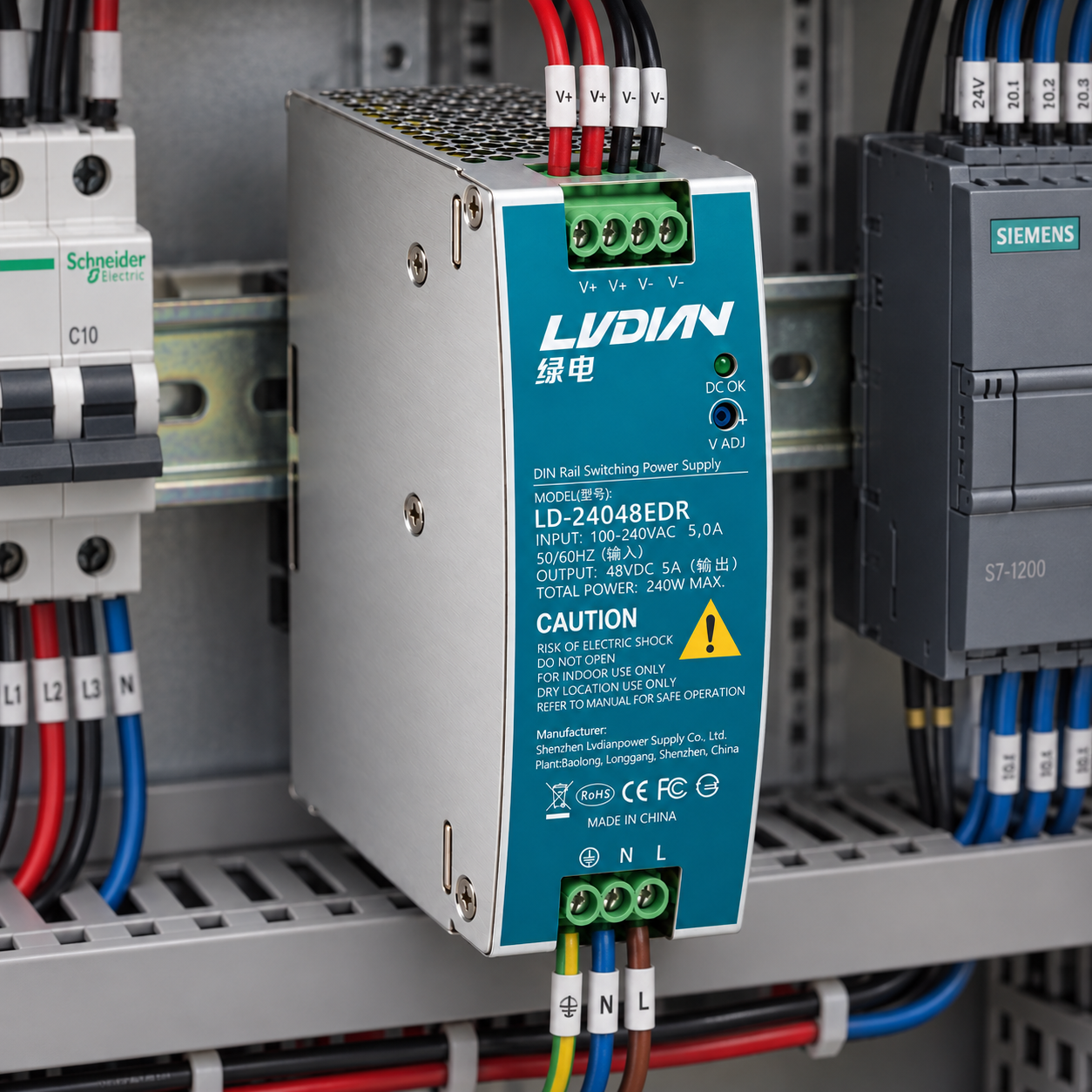 Bộ Nguồn Gắn Thanh Rail HDTEC DC 48V 5A 240W LD-24048EDR (ảnh thực tế)