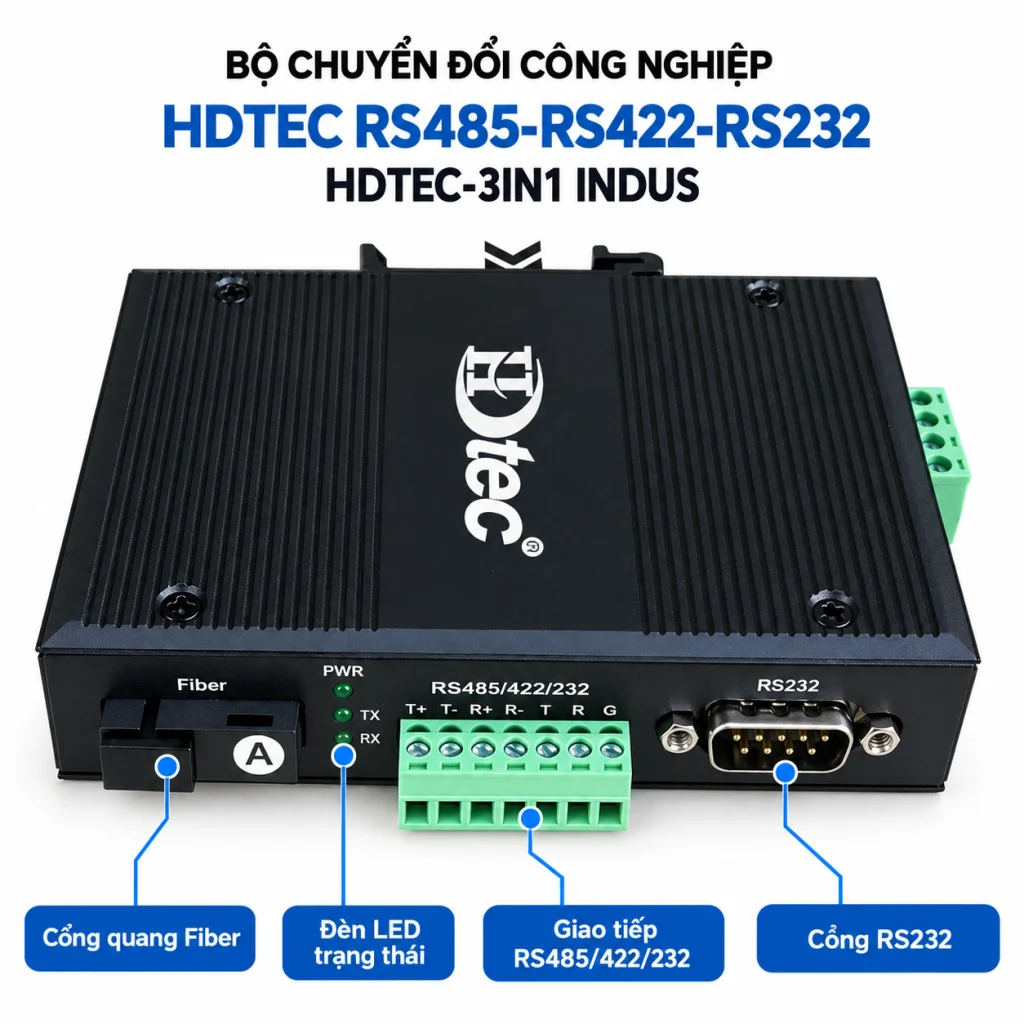 Bộ chuyển đổi công nghiệp HDTEC RS485-RS422-RS232 HDTEC-3IN1 INDUS (ảnh chi tiết)