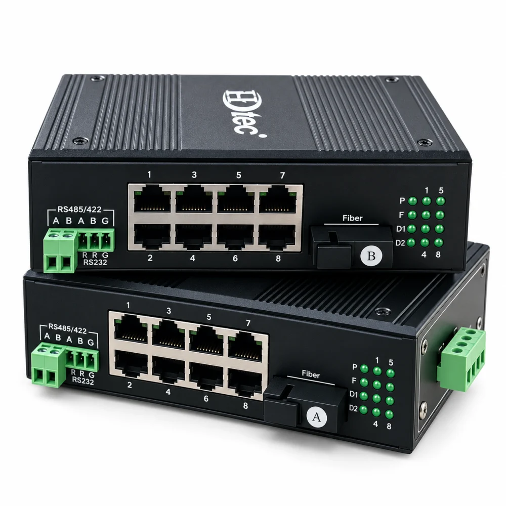 Bộ chuyển đổi công nghiệp HDTEC RS485 sang 8P RJ45 (100m) HDTEC-485E8