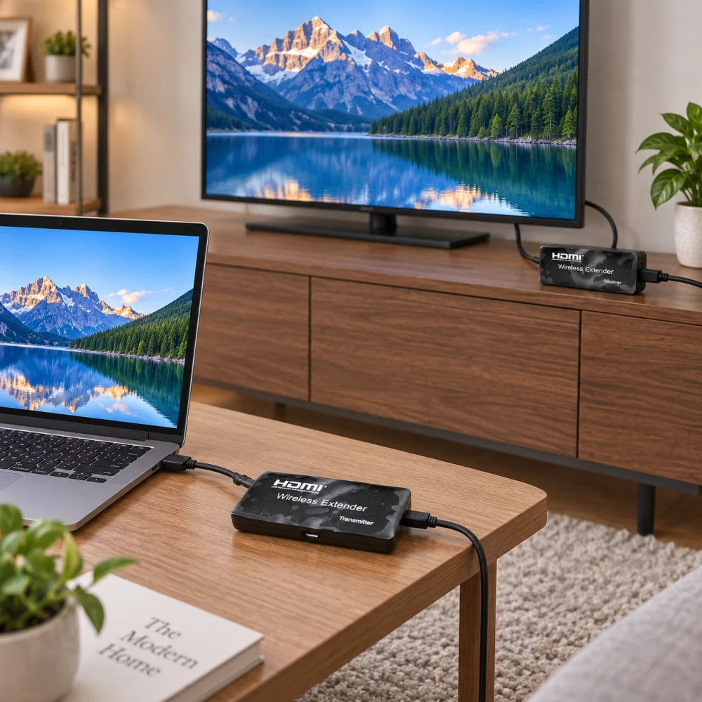 HDMI không dây xuyên tường 1080P 150 mét HDTEC HDWE150 (ảnh thực tế)