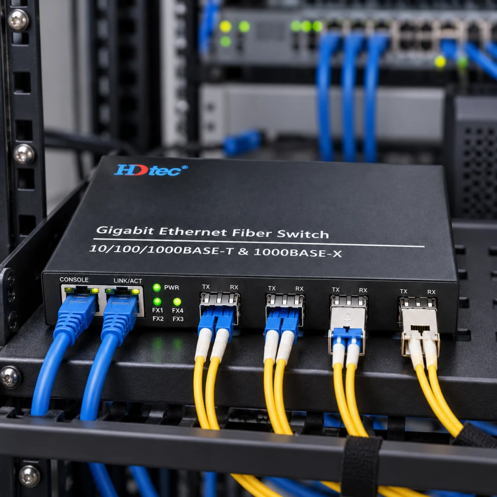 HDTEC Ethernet Converter 4SFP2RJ45 1G (ảnh ứng dụng sản phẩm)