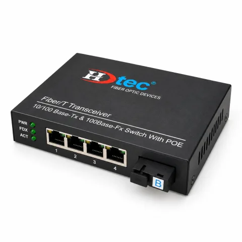 HDTEC Fiber Switch PoE 4 Port 1G