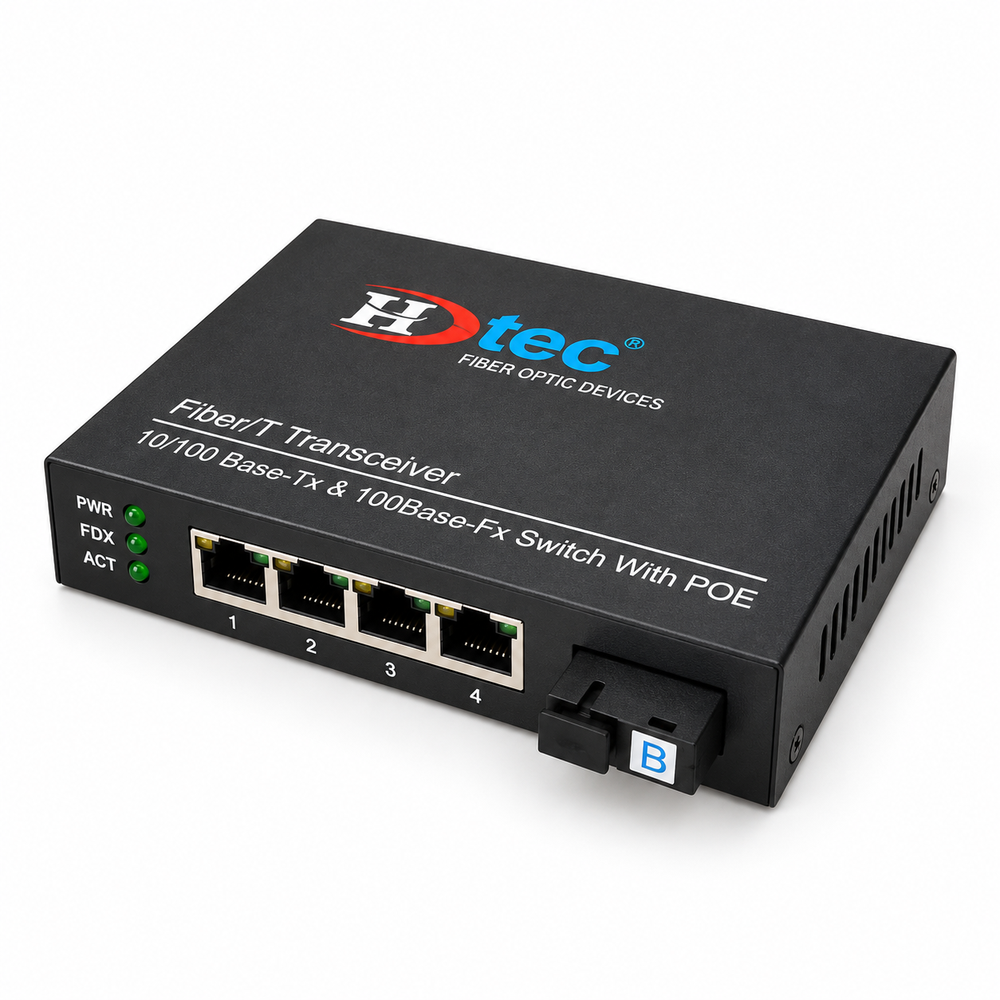 HDTEC Fiber Switch PoE 4 Port 1G