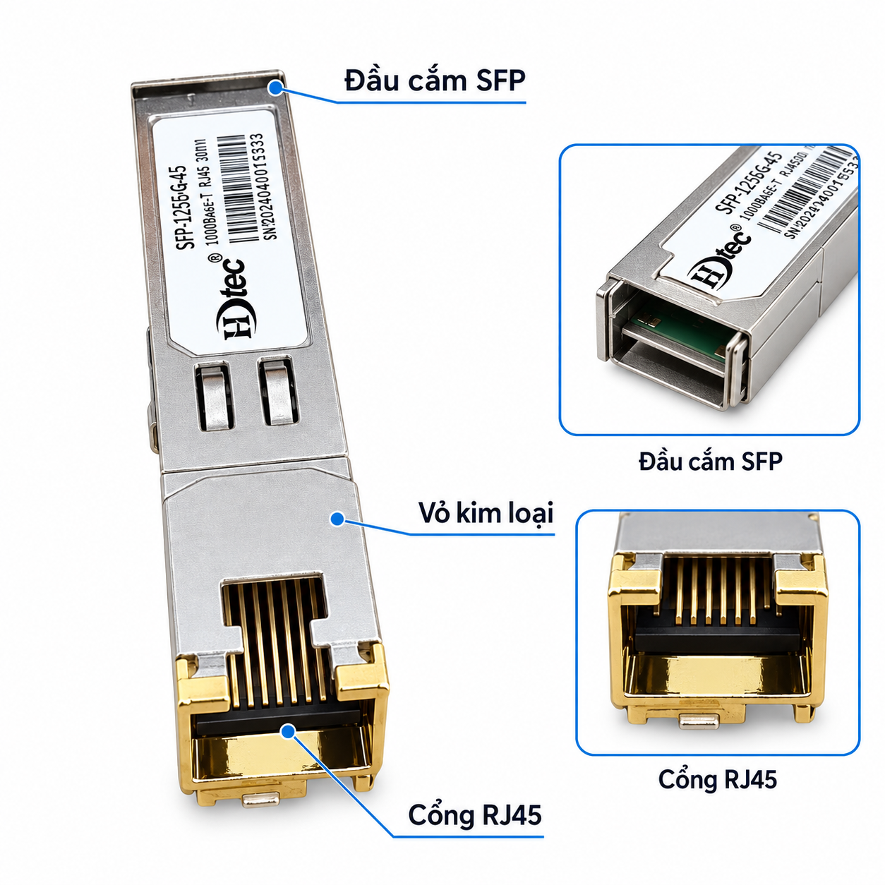 HDTEC SFP Module RJ45 1G (ảnh chi tiết sản phẩm)