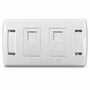 Mặt Ổ Cắm Mạng Commscope Phiên Bản Có Nắp Che 2 Cổng (2-1427030-2)