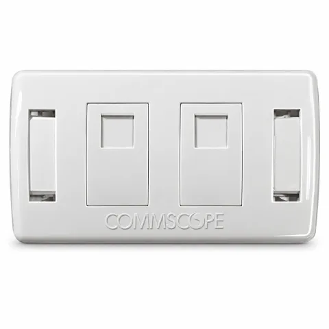 Mặt Ổ Cắm Mạng Commscope Phiên Bản Có Nắp Che 2 Cổng (2-1427030-2)