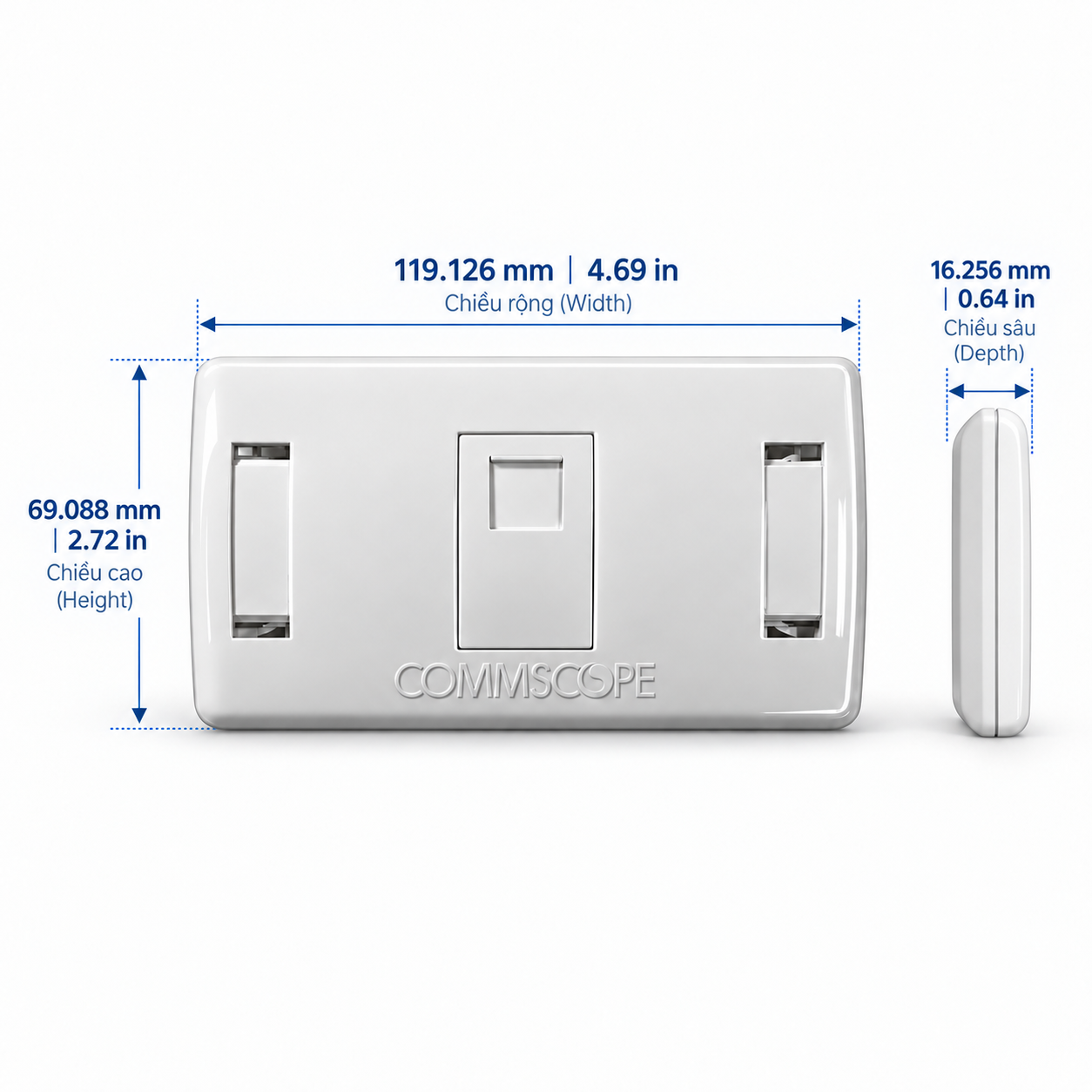Mặt Ổ Cắm Mạng Commscope Phiên Bản Có Nắp Che 1 Cổng (ảnh chi tiết sản phẩm)