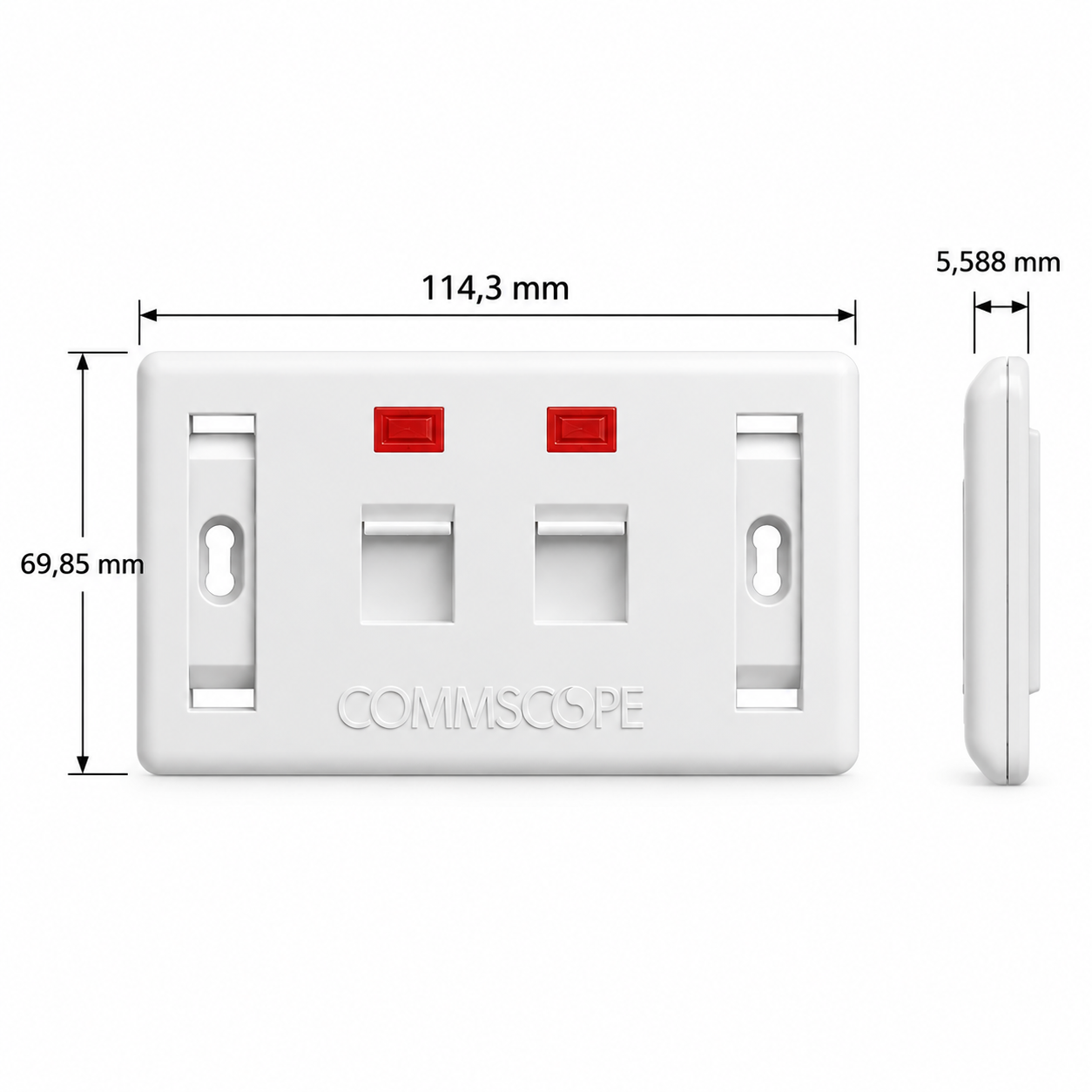 Mặt Ổ Cắm Mạng Commscope Phiên Bản Có Nắp Che 2 Cổng (ảnh chi tiết sản phẩm)
