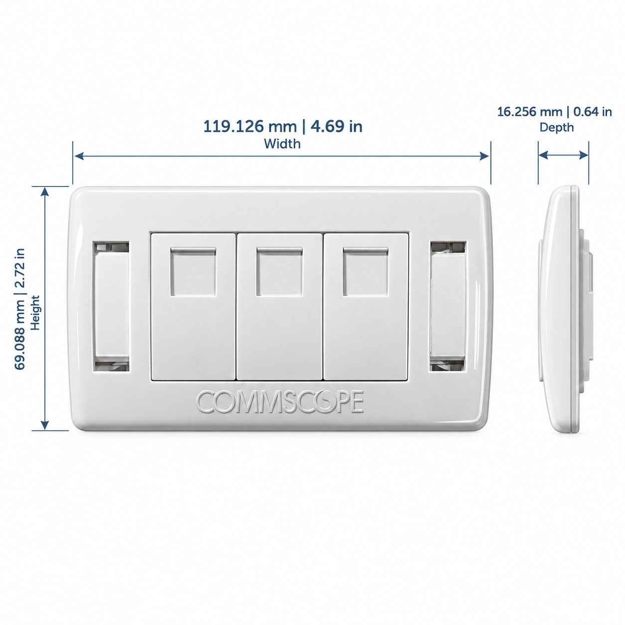 Mặt Ổ Cắm Mạng Commscope Phiên Bản Có Nắp Che 3 Cổng (ảnh thực tế) (1)