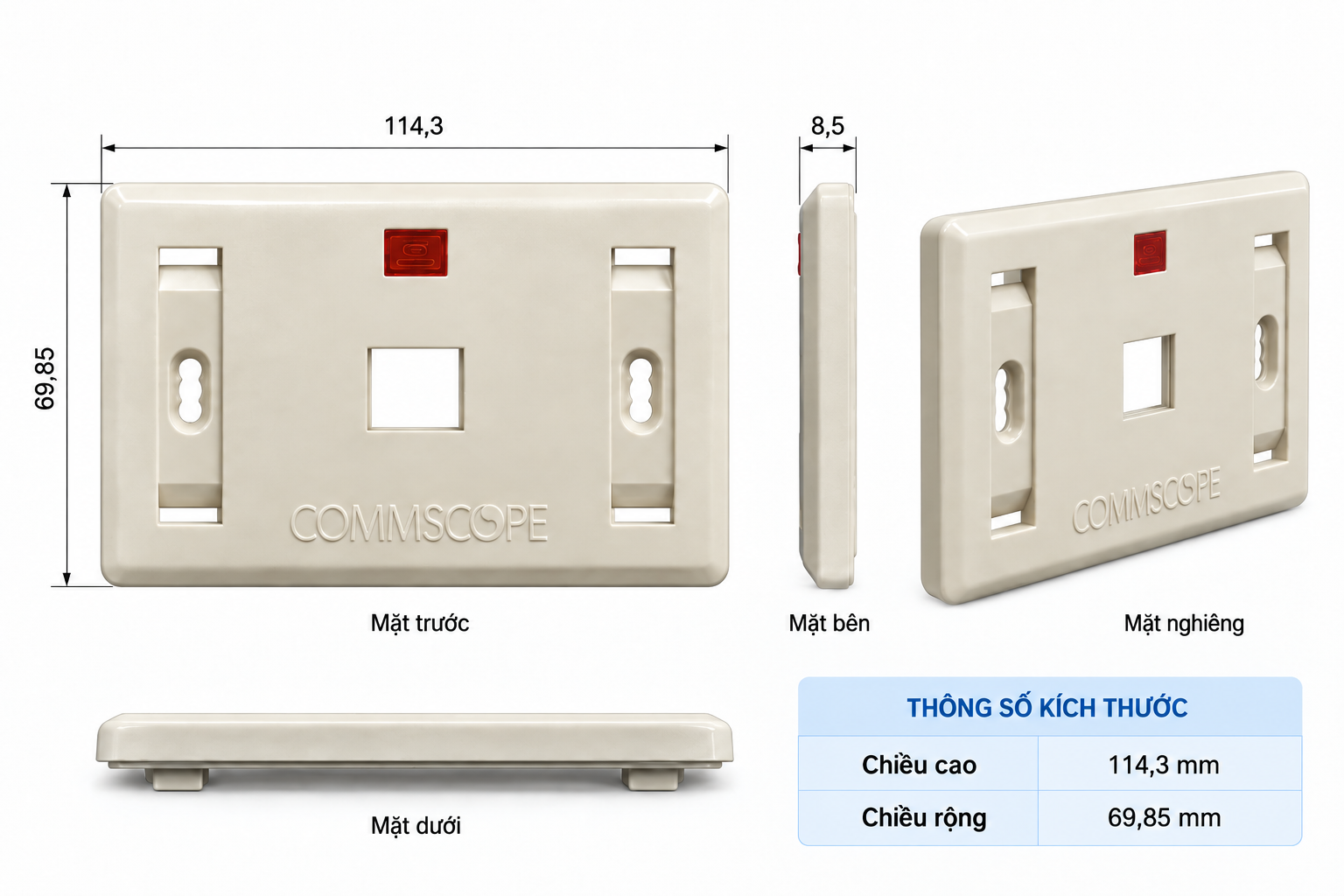 Mặt Ổ Cắm Mạng Commscope Phiên Bản Tiêu Chuẩn 1 Cổng (ảnh chi tiết)