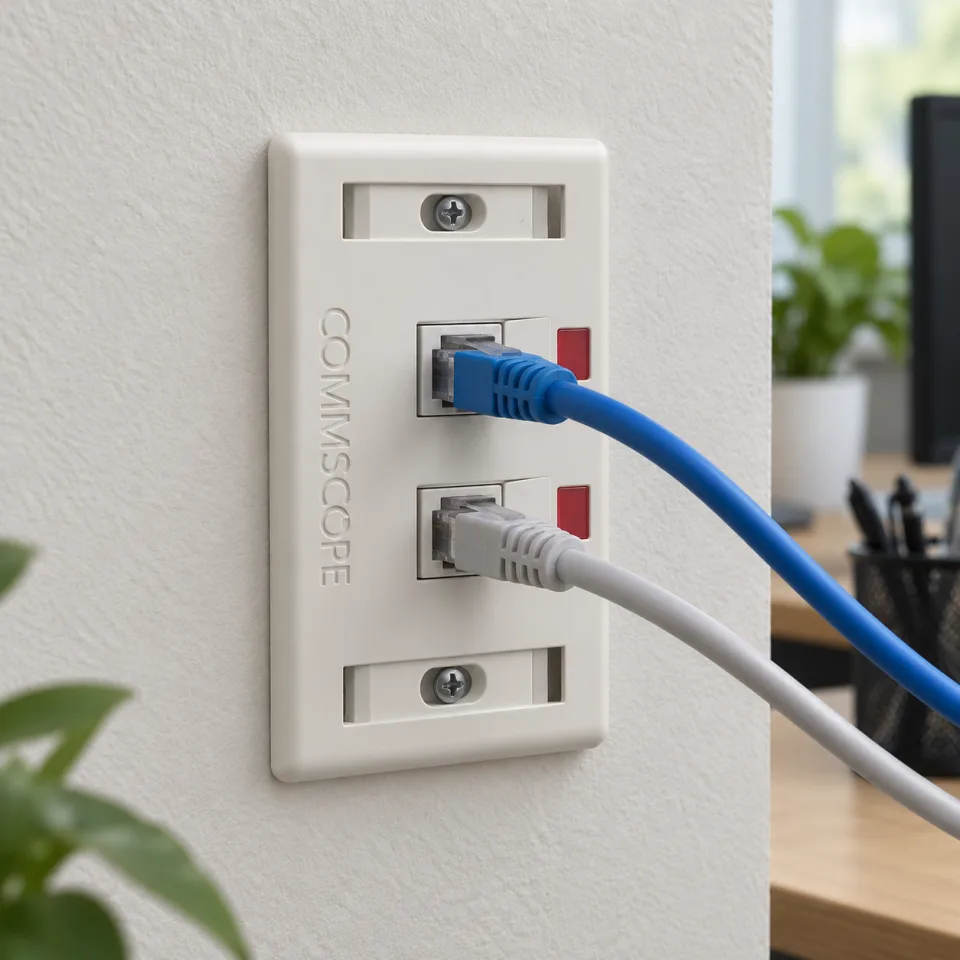 Mặt Ổ Cắm Mạng Commscope Phiên Bản Tiêu Chuẩn 2 Cổng (ảnh thực tế)