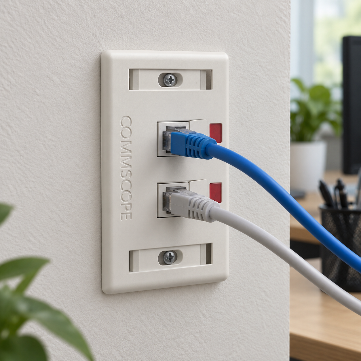Mặt Ổ Cắm Mạng Commscope Phiên Bản Tiêu Chuẩn 2 Cổng (ảnh thực tế)