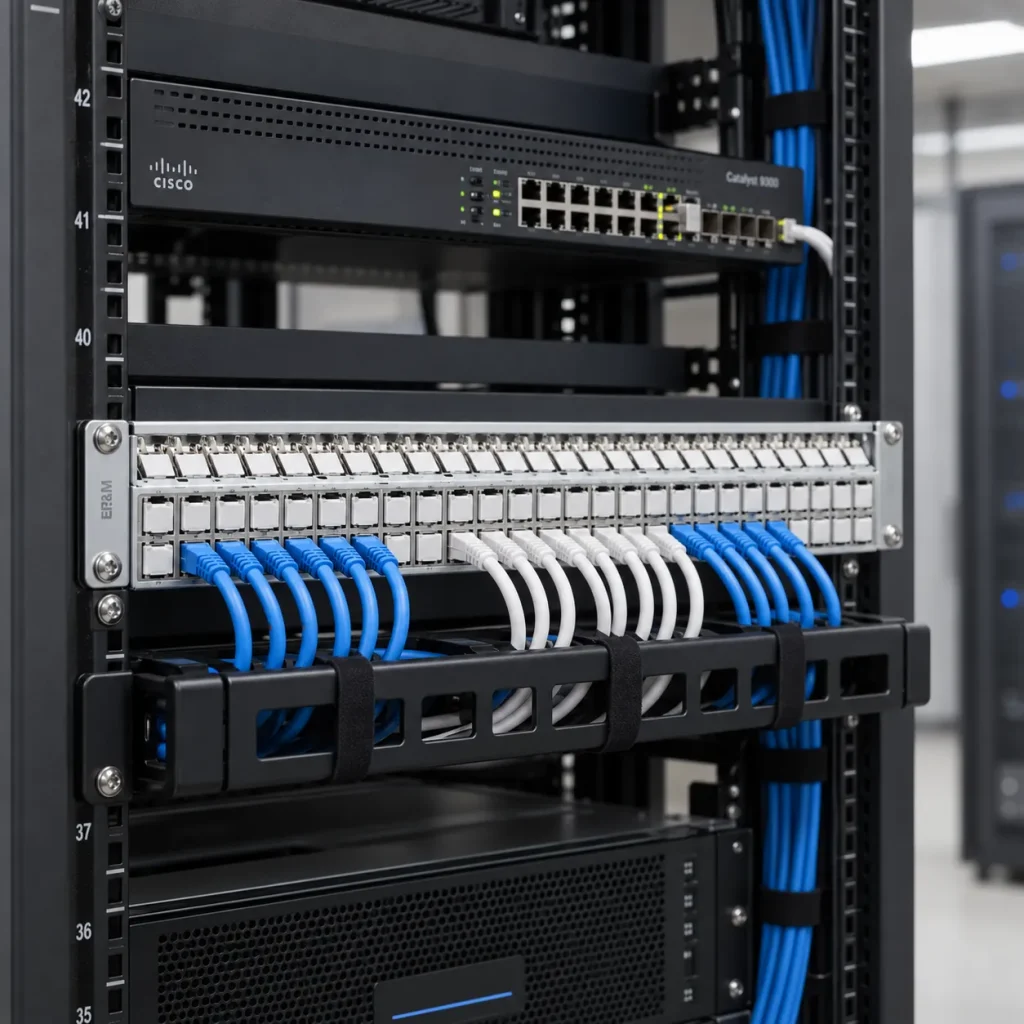 Patch Panel R&M HD ELISO Cat6A EL 48 cổng RJ45 chống nhiễu
