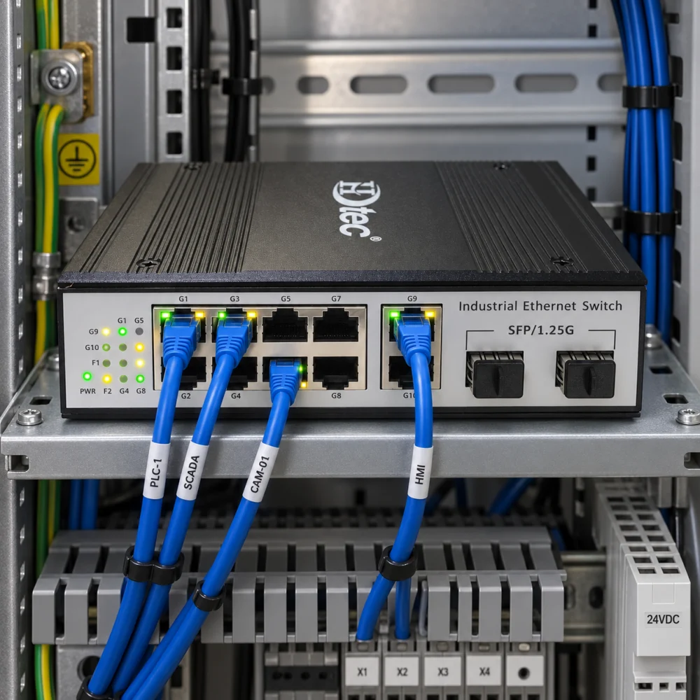 Switch Quang Công Nghiệp 1 Cổng SC, 10 Cổng RJ45 (ảnh thực tế)