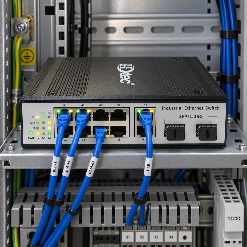 Switch Quang Công Nghiệp 1 Cổng SC, 10 Cổng RJ45 (ảnh thực tế)
