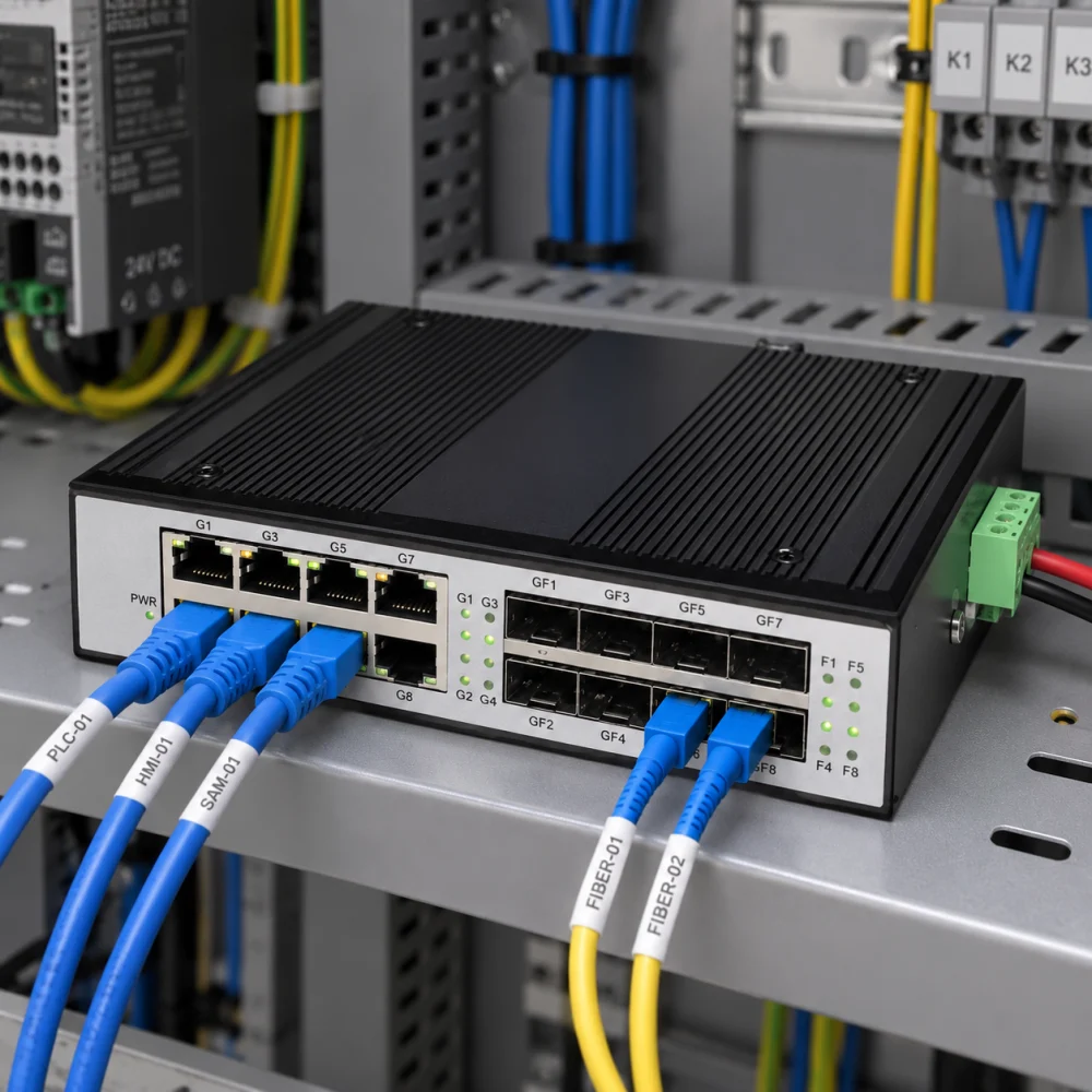 Switch Quang Công Nghiệp 4 Cổng SFP, 8 Cổng RJ45 (ảnh thực tế)