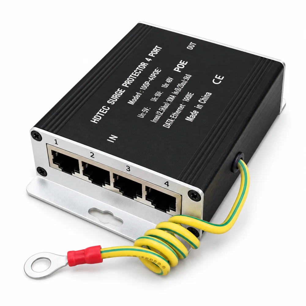Switch chống sét và bảo vệ 4 cổng mạng RJ45 _ POE 1G HDTEC