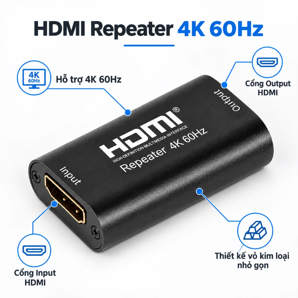 Bộ kéo dài HDMI Repeater 40M (ảnh chi tiết sản phẩm)