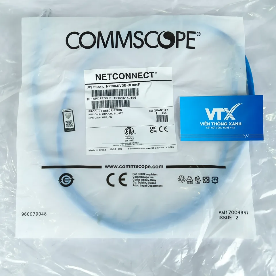 Dây nhảy cáp mạng Cat6 UTP 4ft 1.2m màu xanh NPC06UVDB-BL004F (2)