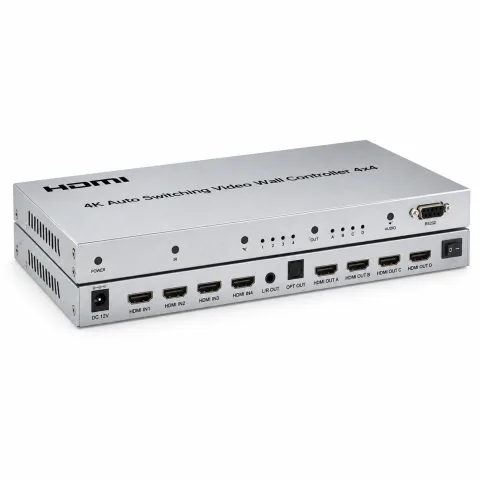 Bộ Điều Khiển Màn Hình Ghép Video Wall HDTEC 4K 4 Vào 4 Ra Tự Động Chuyển Mạch