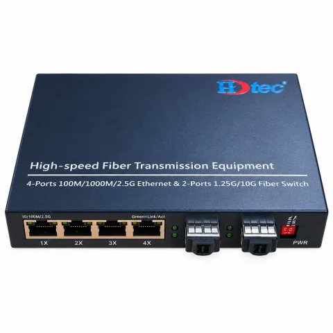 HDTEC Ethernet Converter 2F4RJ45 10G